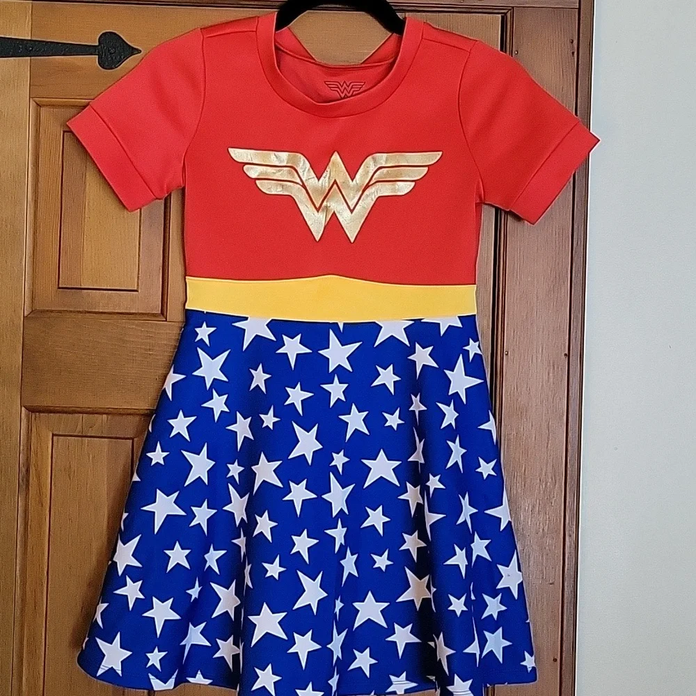 WONDER WOMAN Superhero Costume Dress - Red, Blue, and Gold